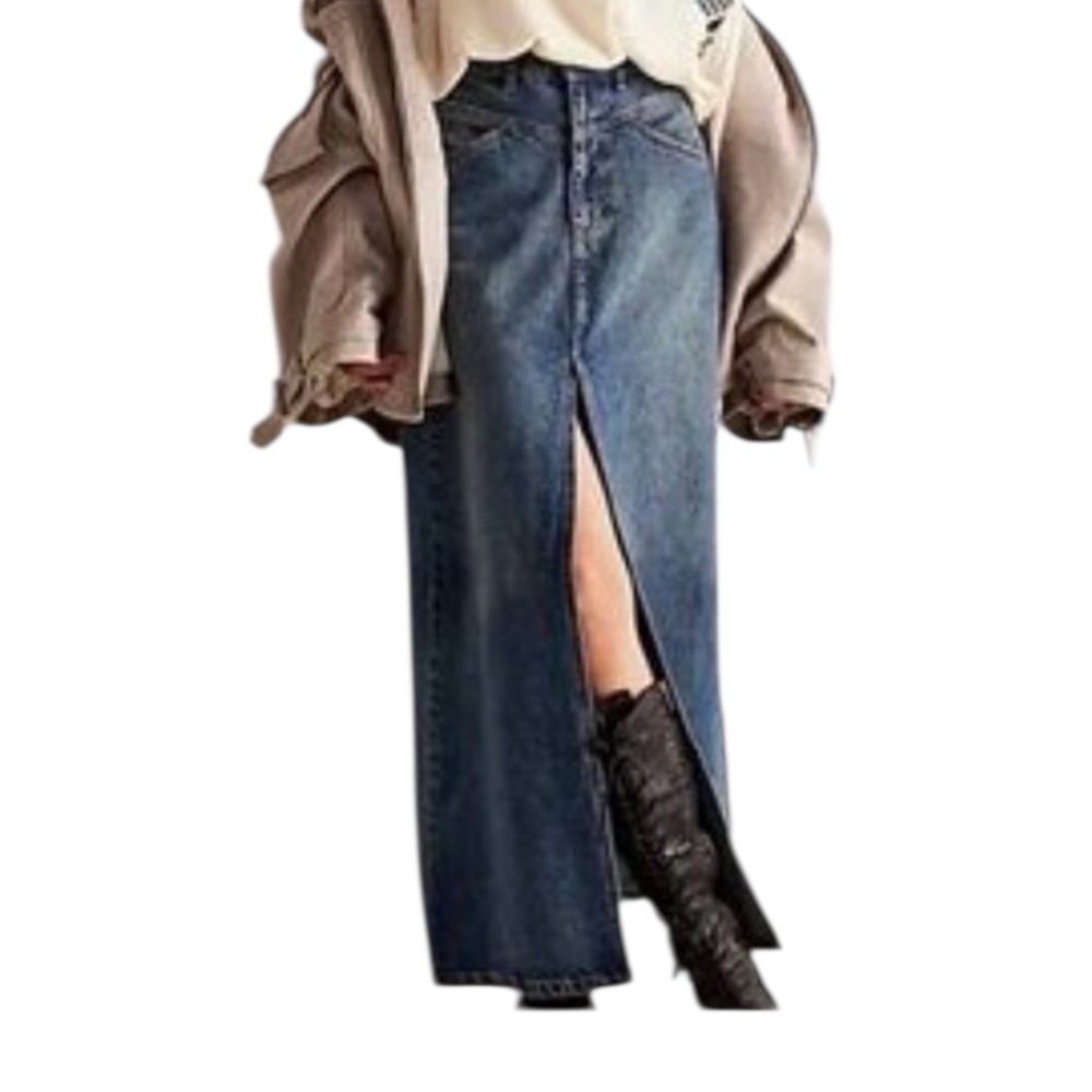 Free People We The Free Come As You Are Denim Maxi Skirt Rambler- size 12